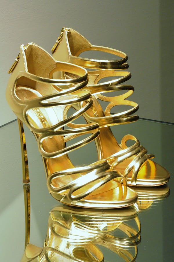 gold designer shoes